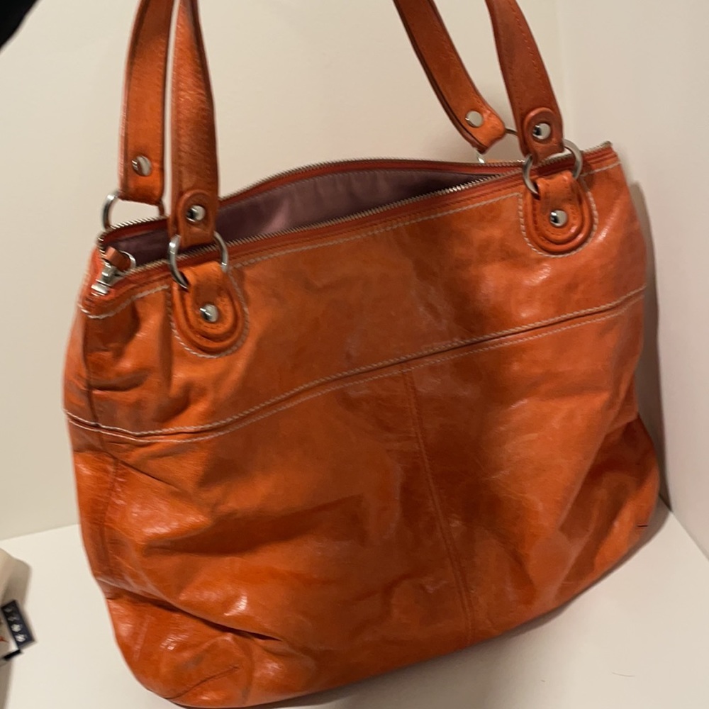 Coach Orange Leather Satchel Shoulder Bag